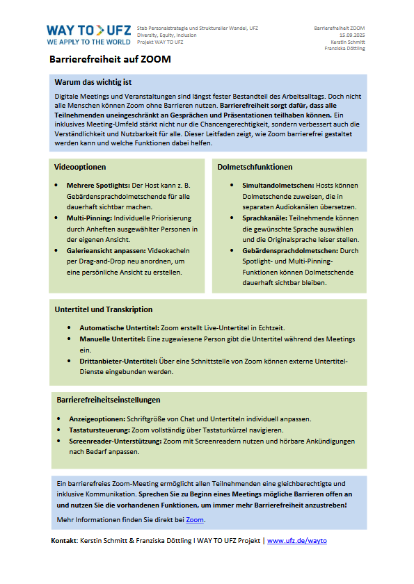 Guide zur digitalen Barrierefreiheit in Zoom